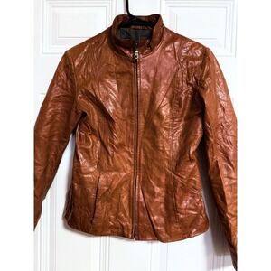 American‎ Base Leather Jacket SZ Medium Soft Luxurious Saddle Brown Cafe Biker